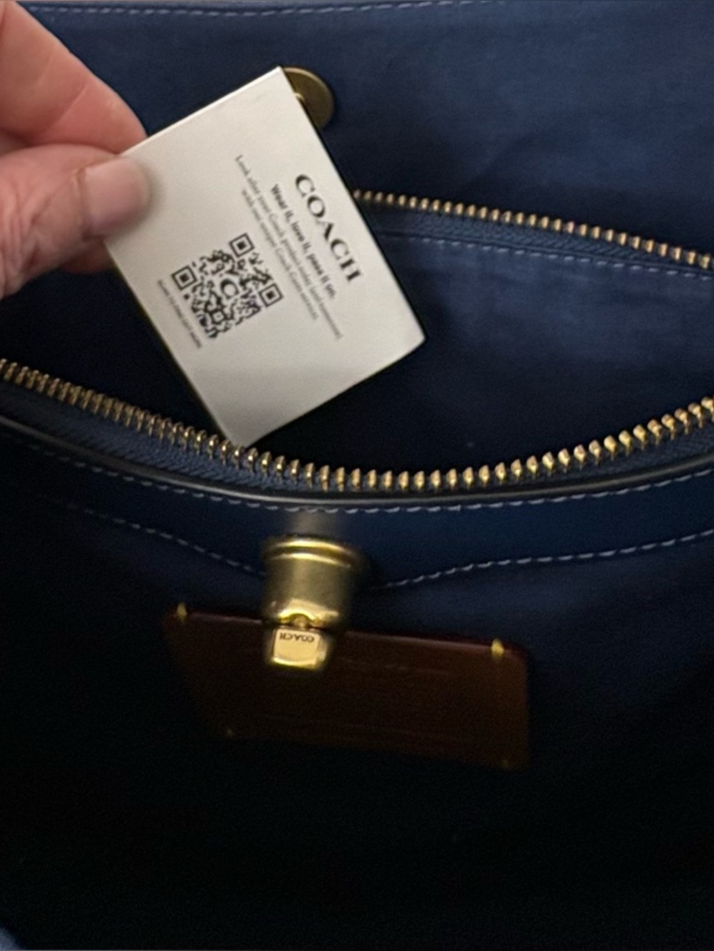 Coach  Willow Tote. Shoulder/Crossbody Straps. Denim/Gold-Tone Accents. - Picture 3 of 10